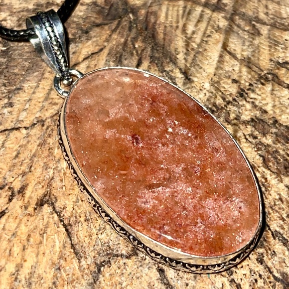 Translucent Red Aventurine Quartz Pendant 2 1/4” - Picture 9 of 12
